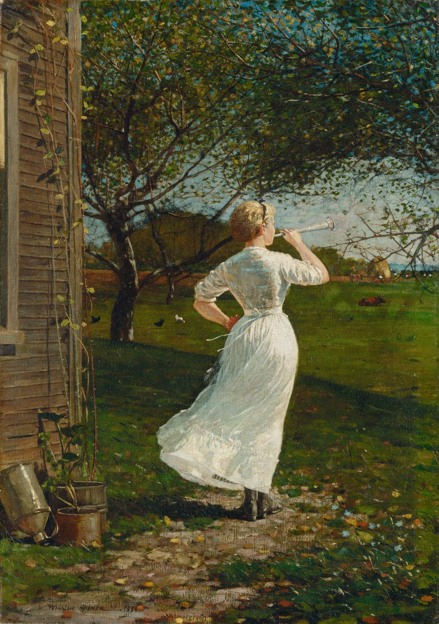 Yemek Kornası (Deniz Kenarında Korna Çalmak) by Winslow Homer