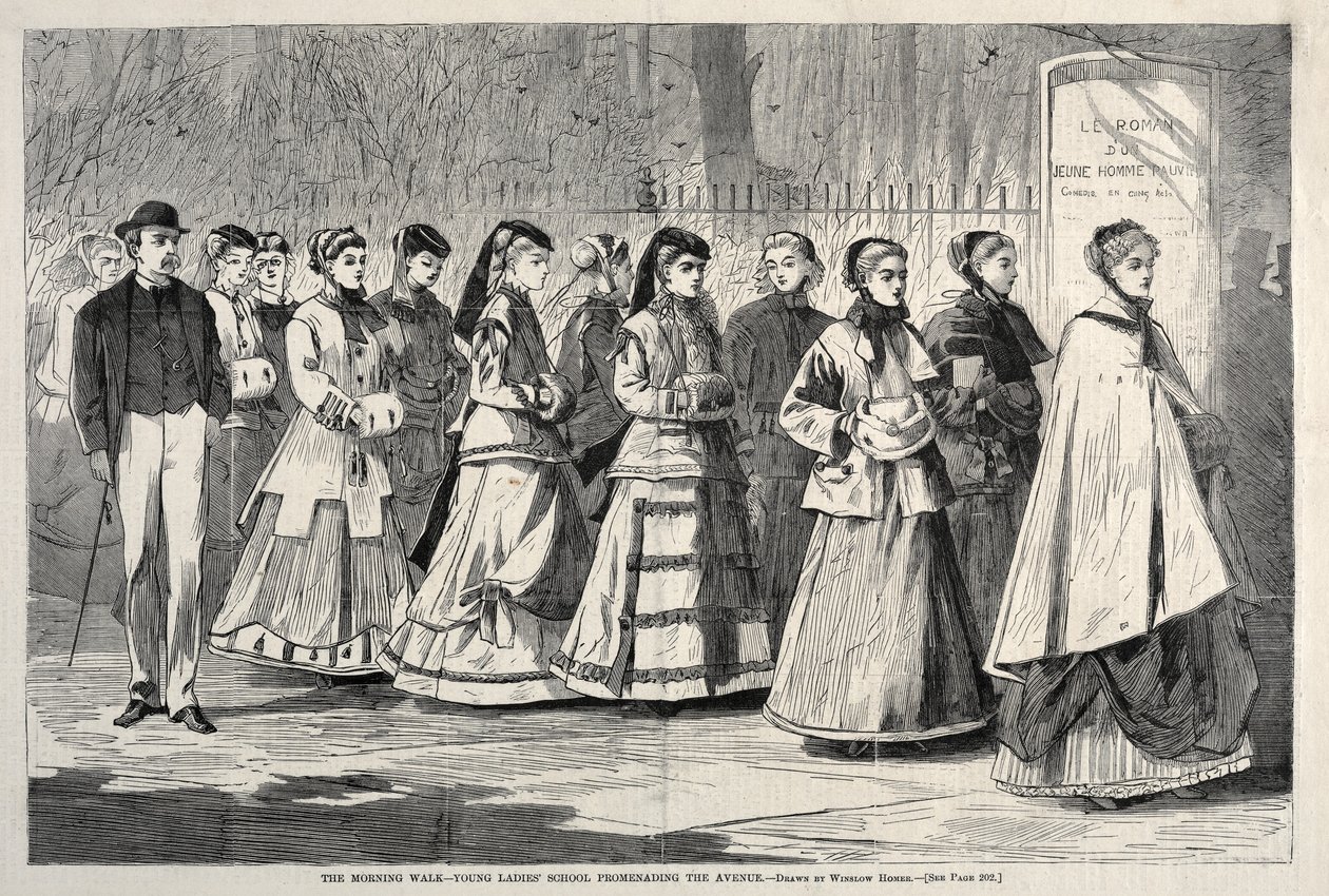 Sabah Yürüyüşü - Caddeyi Gezdiren Genç Hanımlar Okulu, 1868. by Winslow Homer