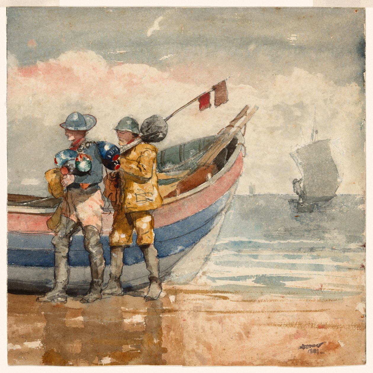 Dönüş, Tynemouth (rekto) Çalışması (verso) by Winslow Homer