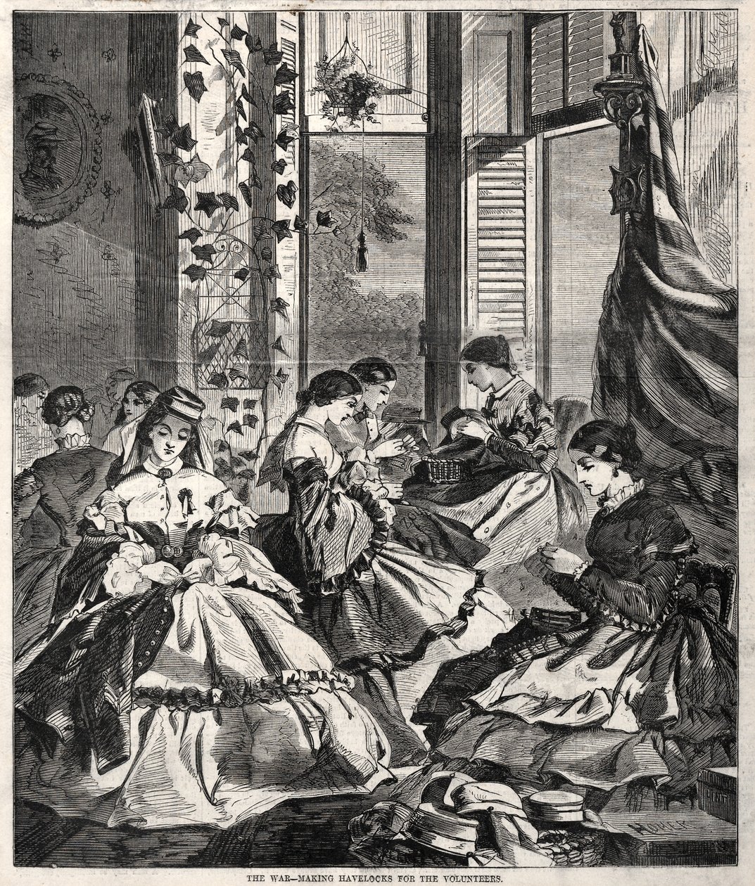 Savaş - Gönüllüler için Havelocks Yapmak, 1861. by Winslow Homer