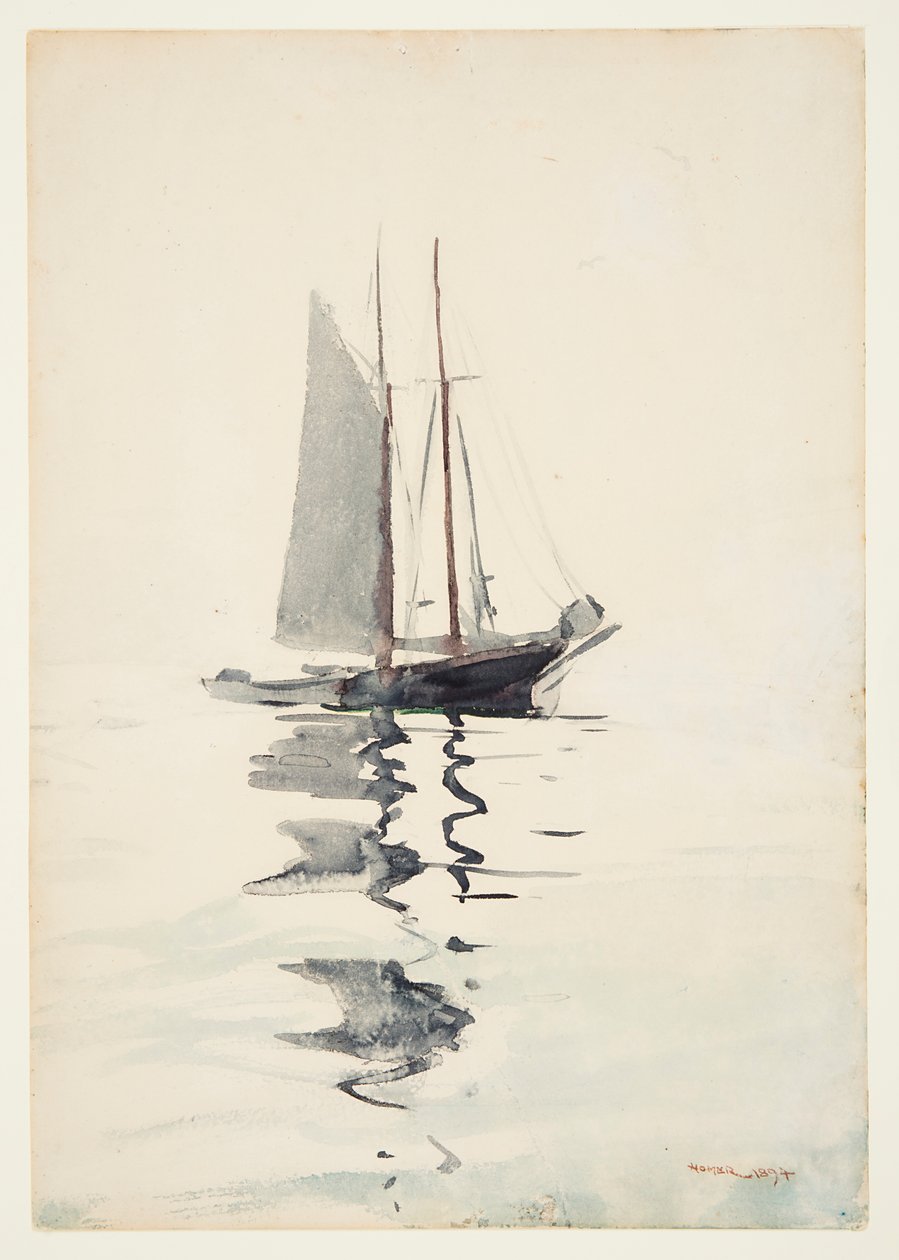Dory ile iki direkli Schooner by Winslow Homer