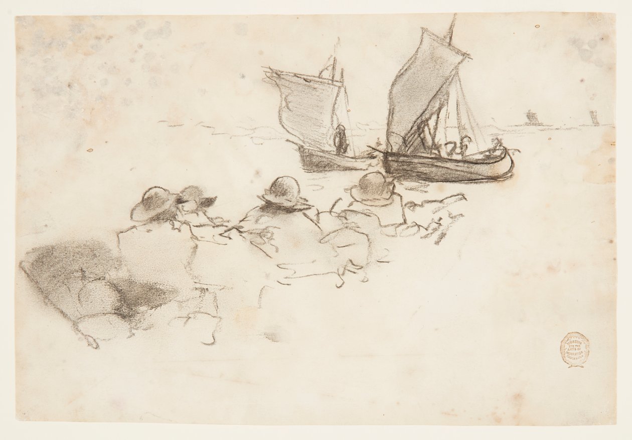 Yelkenli, Cullercoats, İngiltere ile İki Balıkçı Teknesi by Winslow Homer