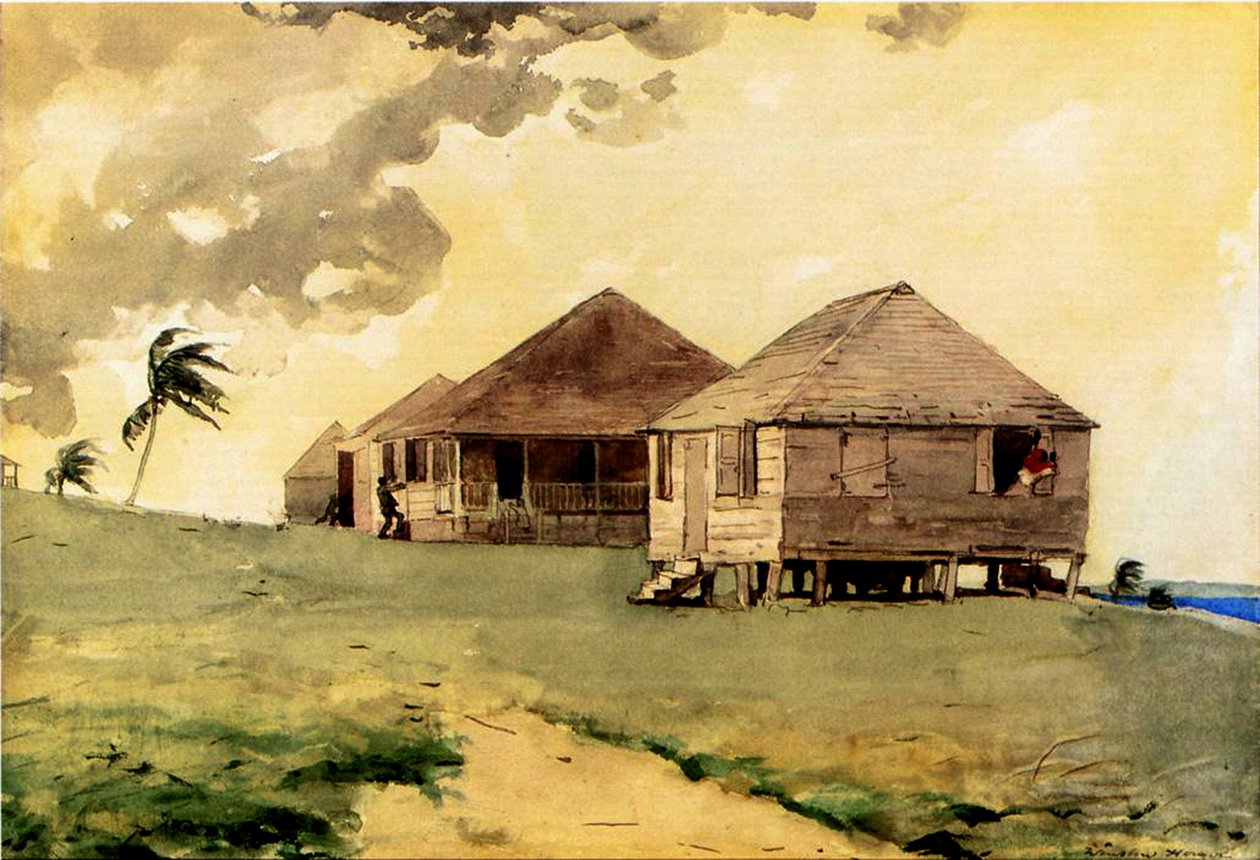 Yaklaşan Tornado, Bahamalar, 1885 (kağıt üzerinde wc ve kalem) by Winslow Homer