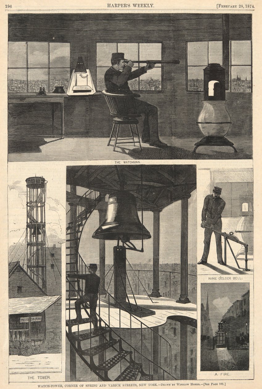 Watch-Tower, Corner of Spring ve Varick Streets, New York, Harper
