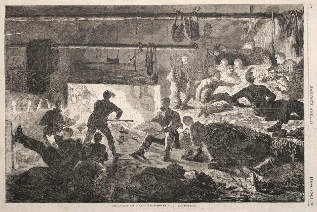 Kampta Kışlık - Bir Kulübenin İçi, 1863. by Winslow Homer