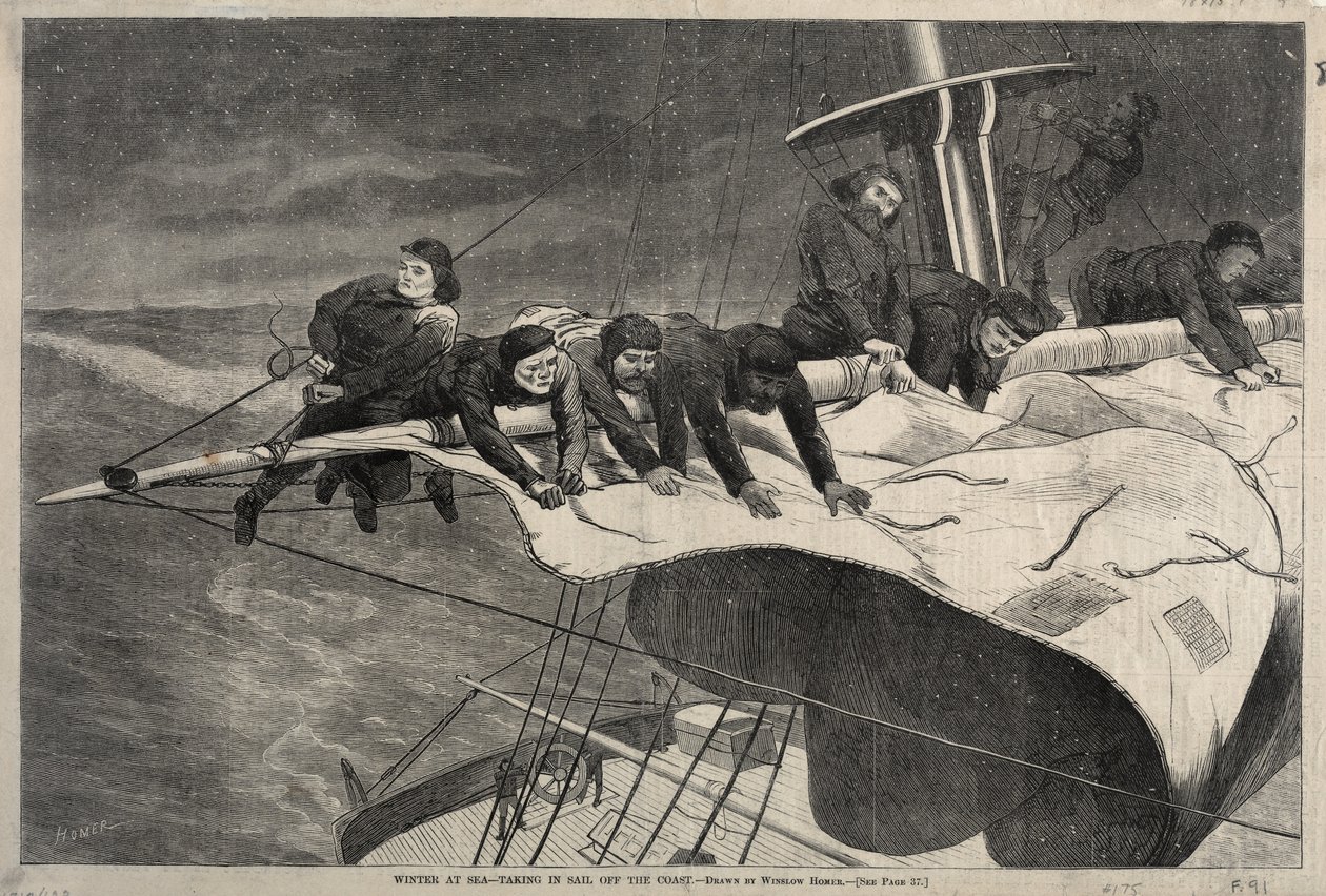 Denizde Kış - Kıyıdan Açığa Çıkmak, 1869. by Winslow Homer
