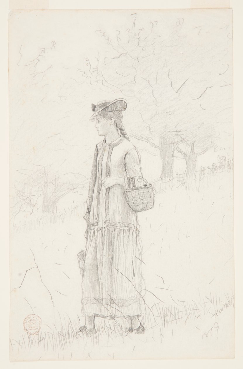 Sepet taşıyan genç kadın by Winslow Homer