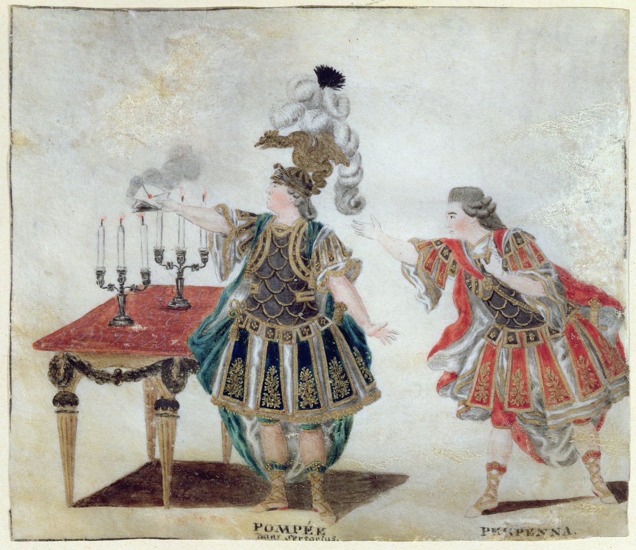 Pompey ve Perpenna, Corneille tarafından yazılan Sertorius trajedisinde, c.1780 by Wirscher