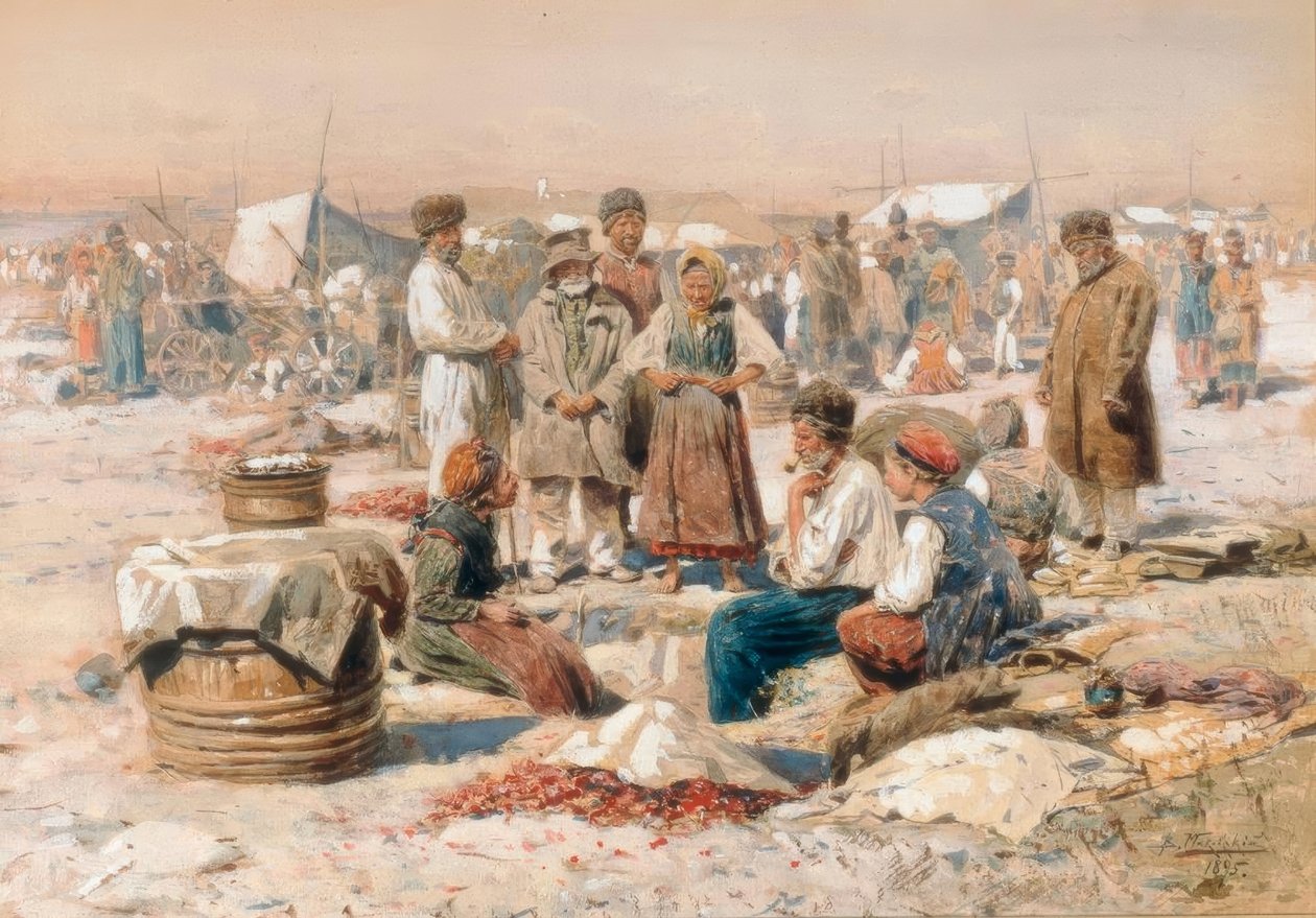 Dorfmarkt by Wladimir Jegorowitsch Makowski