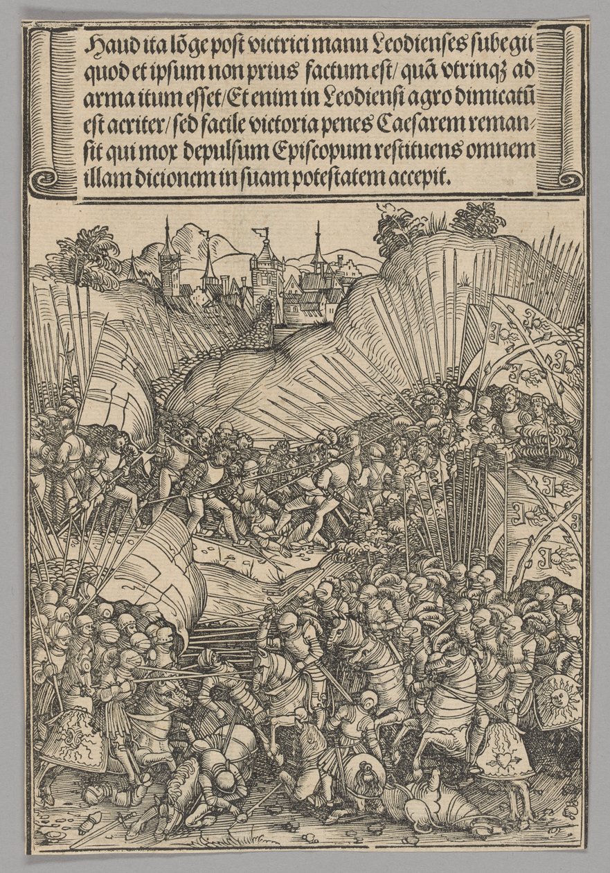 Liège Savaşı, Zafer Takı'ndan İmparator I. Maximilian'ın Hayatından Tarihsel Sahneler'den plaka 8 by Wolf Traut