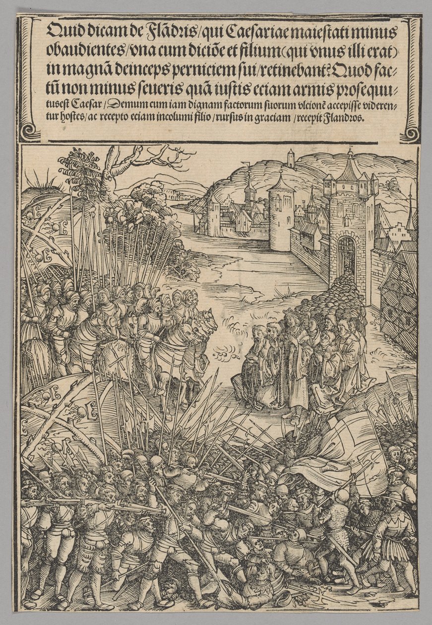 Flaman İsyanı, Zafer Takı'ndan İmparator I. Maximilian'ın Hayatından Tarihsel Sahnelerden 7. levha by Wolf Traut