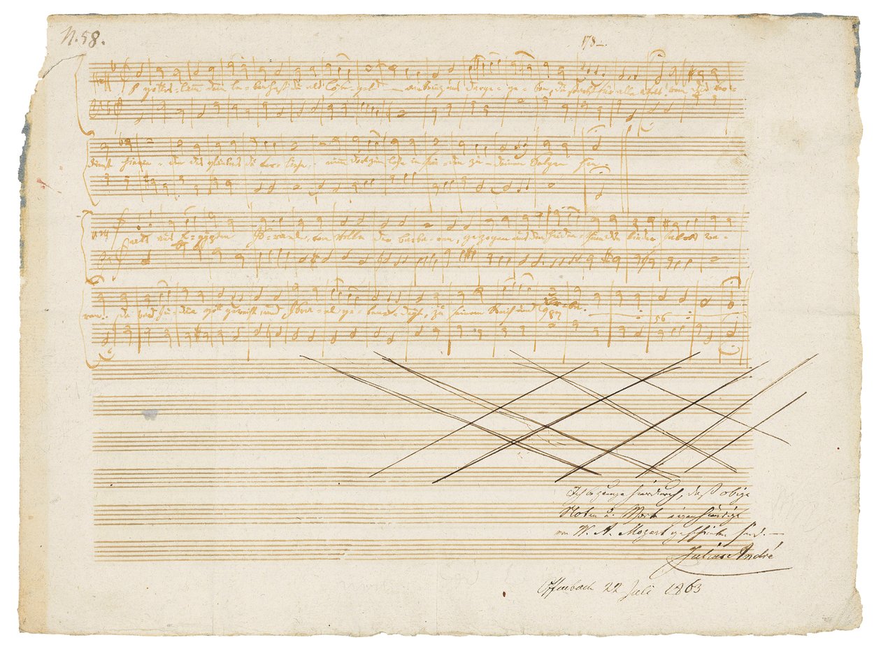 İmzalı müzik el yazması, İki Alman İlahi, K.343 by Wolfgang Amadeus Mozart
