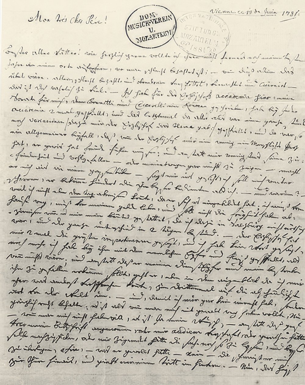Babaya el yazısıyla yazılmış mektup. Viyana 13 Haziran 1781 by Wolfgang Amadeus Mozart