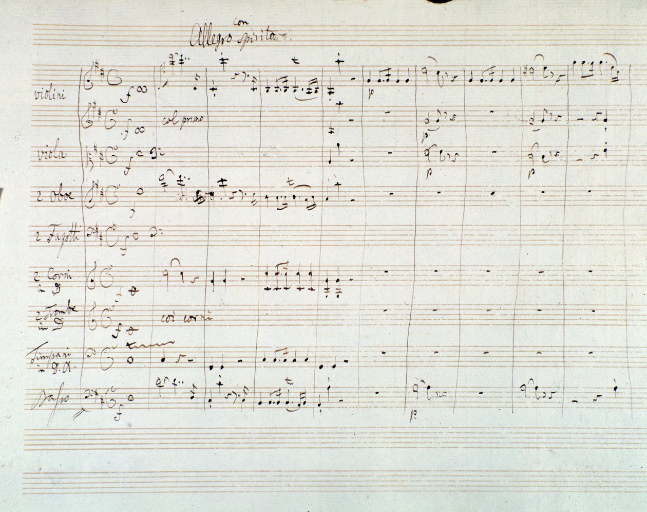 Mozart (1768) tarafından D majör Senfoni N. 8'in müzik notalarının sayfası by Wolfgang Amadeus Mozart