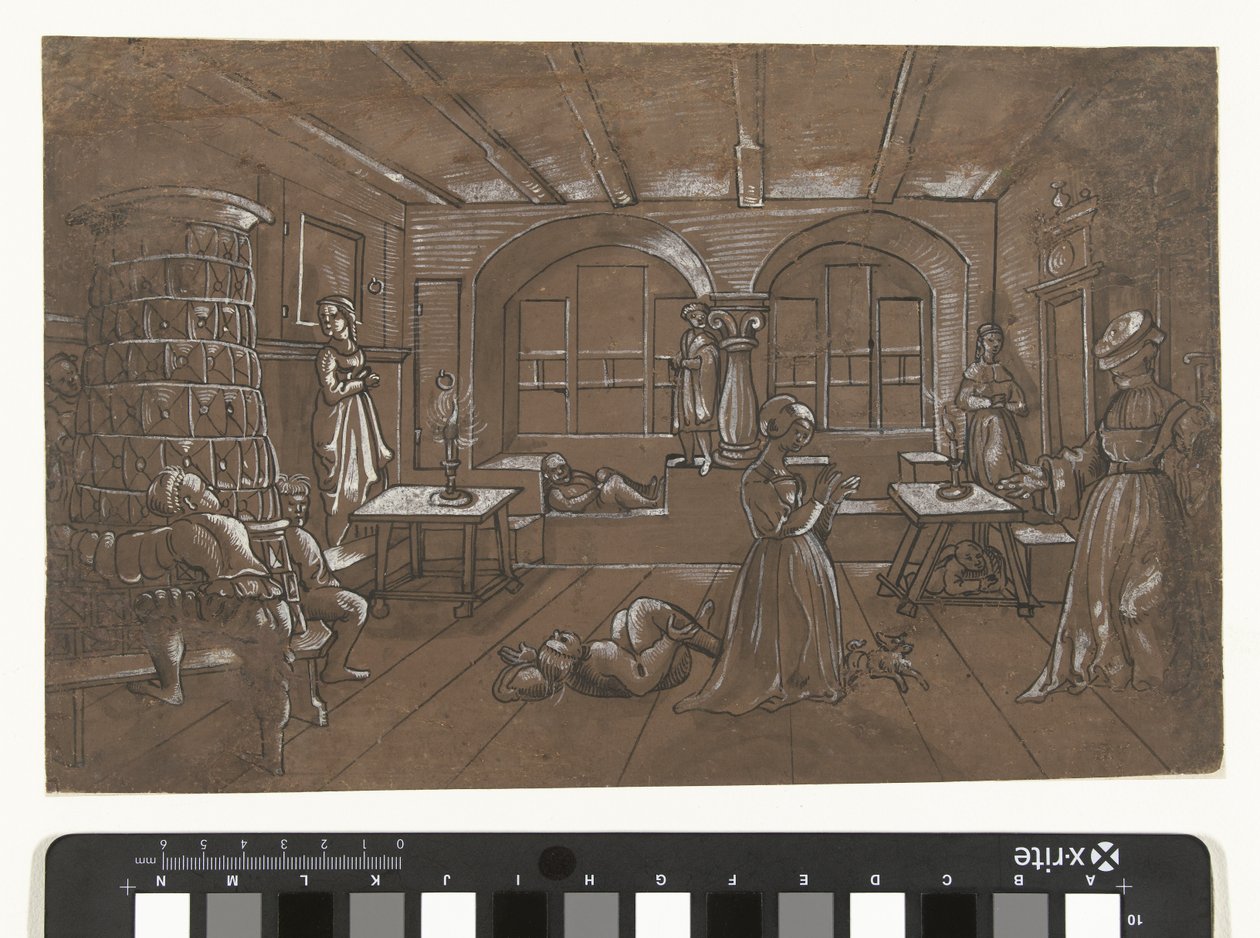 Sekiz çocuğun kör adam oynadığı iç mekan by Wolfgang Huber (school of)