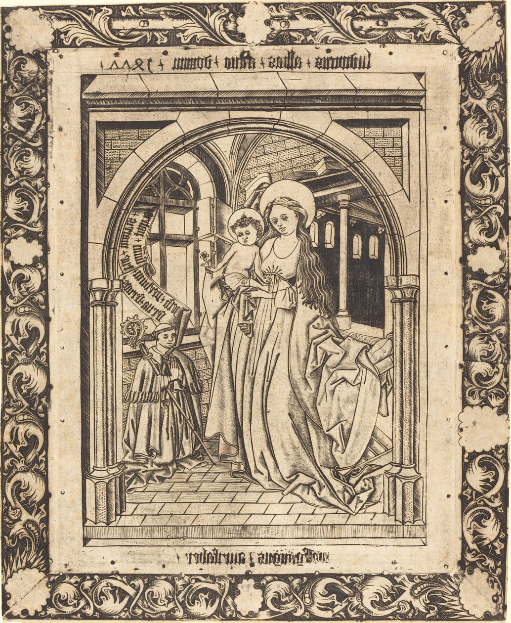 Abbot Ludwig von Churchwalden ile Madonna ve Çocuk by Wolfgang The Goldsmith after Master E.S.