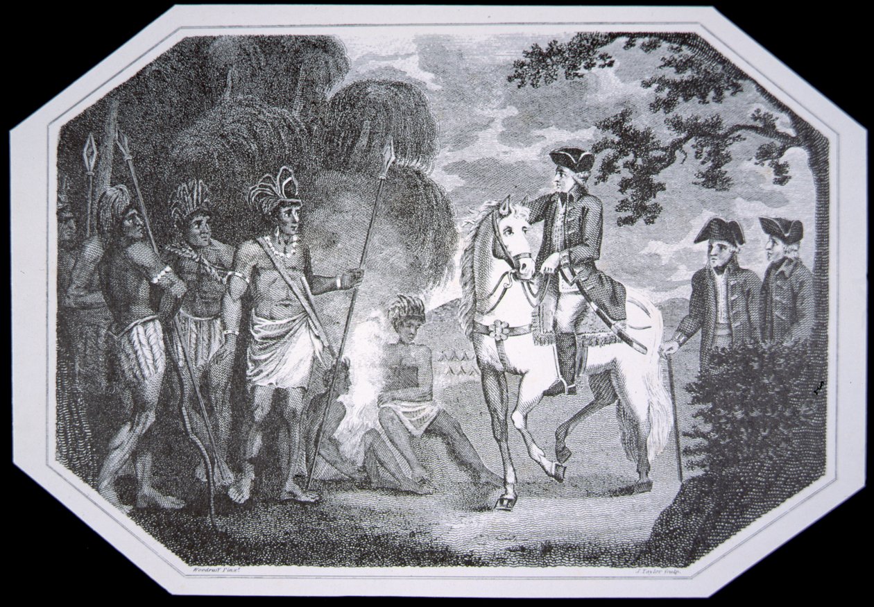 General Burgoyne ve Kızılderililer, J. Taylor tarafından oyulmuş, David Hume ve Tobias Smollett