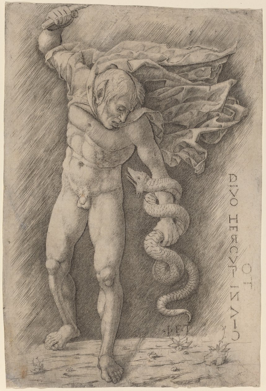 Yılanla Savaşan Faun by Workshop of Andrea Mantegna