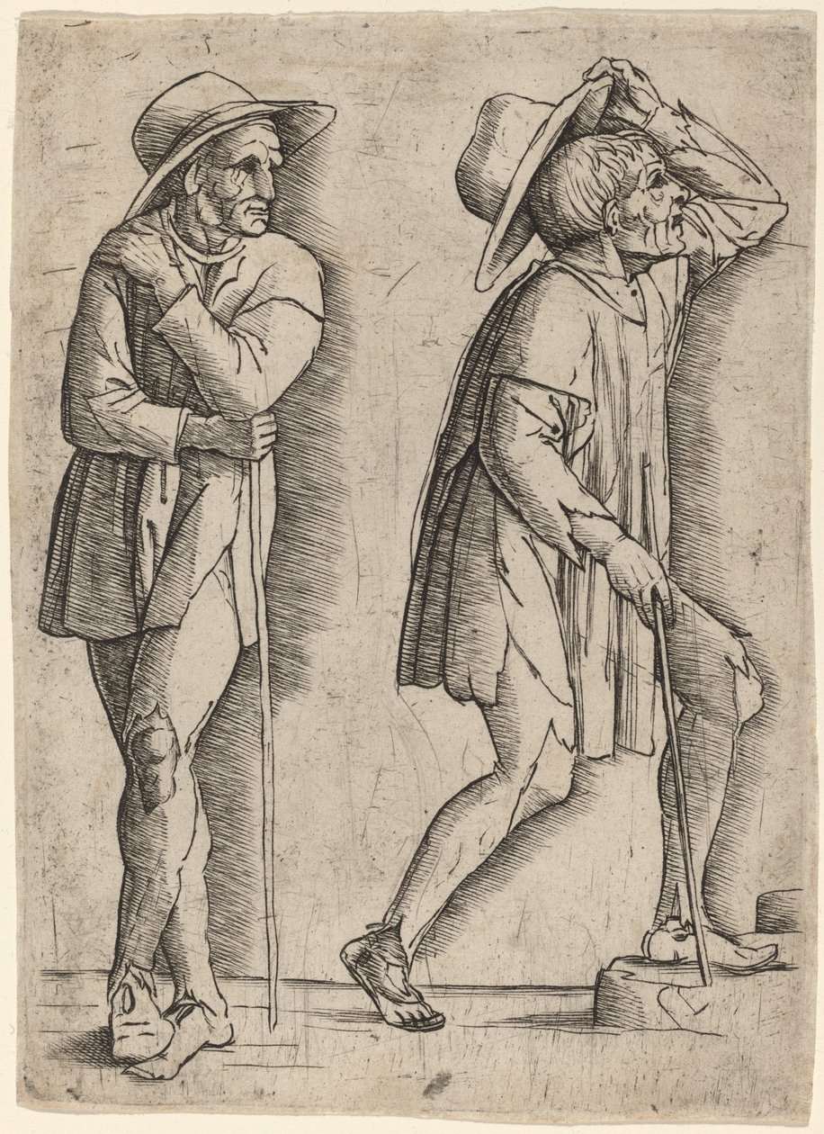 iki köylü by Workshop of Andrea Mantegna