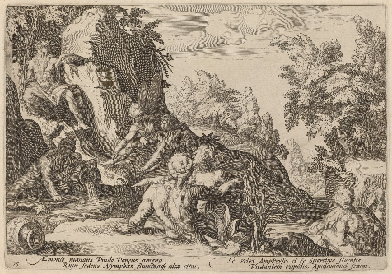 Diğer Tanrılarla Çevrili Nehir Tanrısı Peneus by Workshop of Hendrick Goltzius, after Hendrick Goltzius