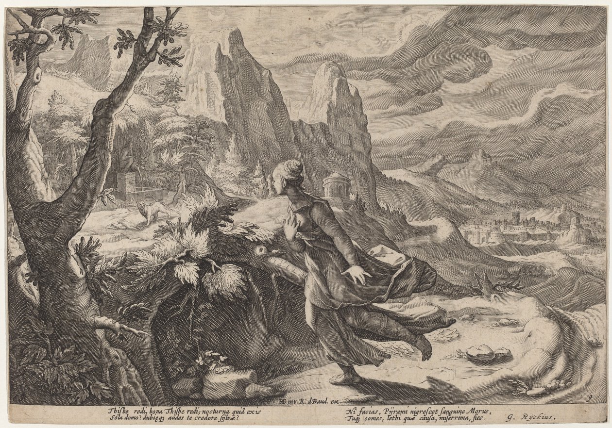 Aslandan Korkan Thisbe by Workshop of Hendrick Goltzius, after Hendrick Goltzius