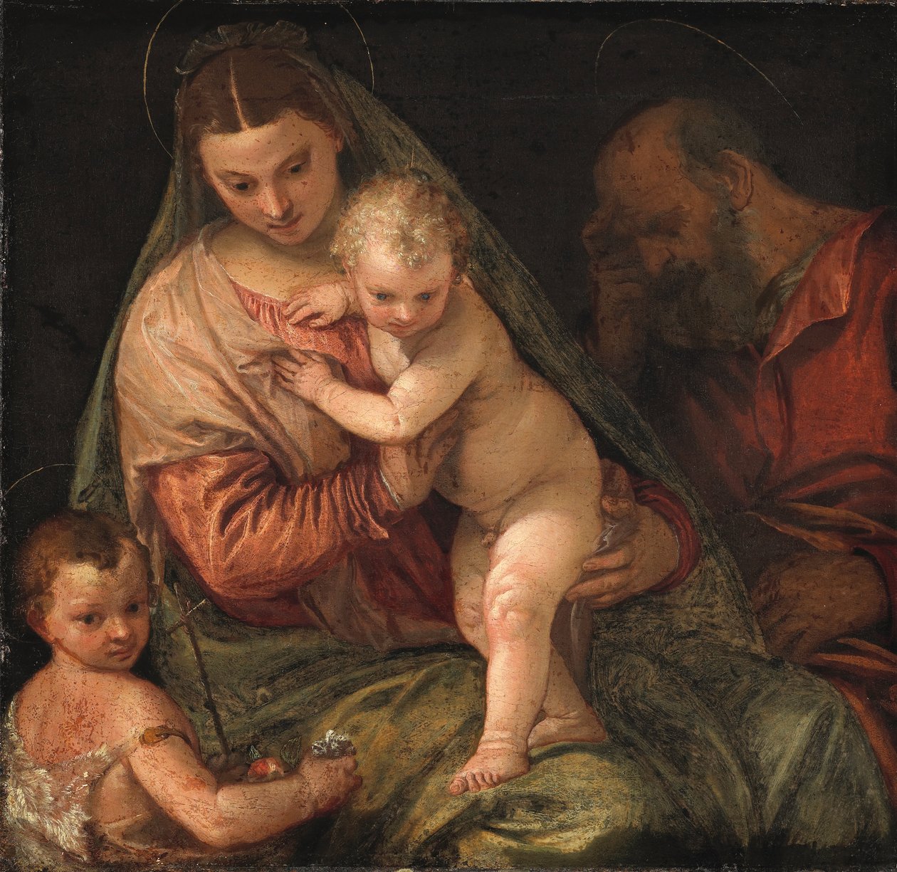 Bebek St. John the Baptist ile Kutsal Aile by Workshop of Paolo Veronese