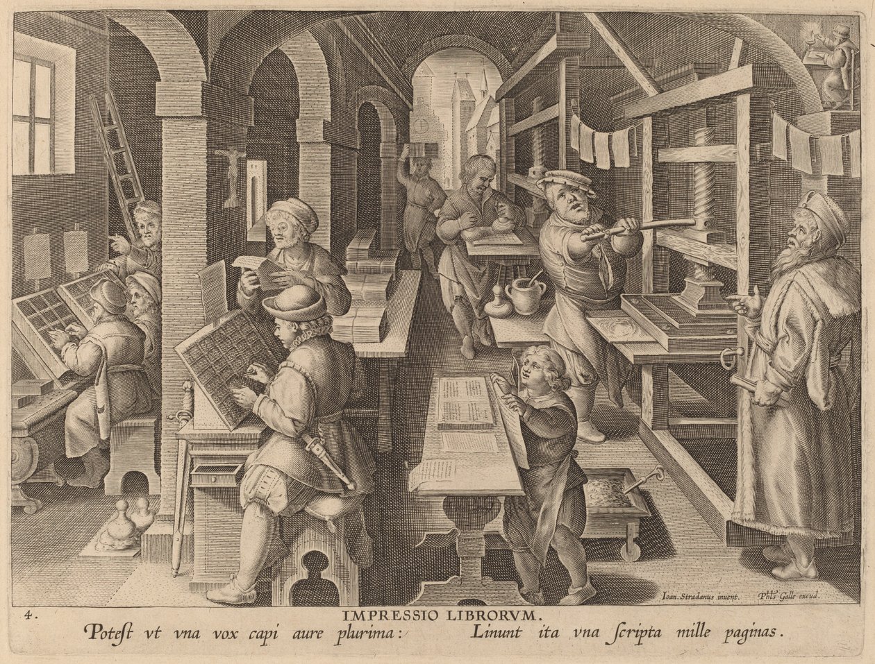 Kitapların İzlenimleri (Kitap Basma) by Workshop of Philip Galle after Jan van der Straet