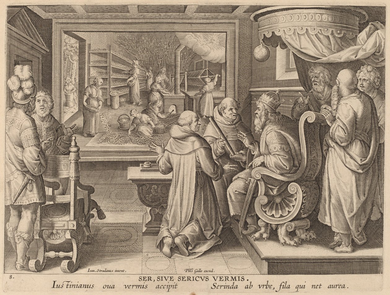 Ser, Sive Sericus Vermis (İpek veya İpekböceği) by Workshop of Philip Galle after Jan van der Straet