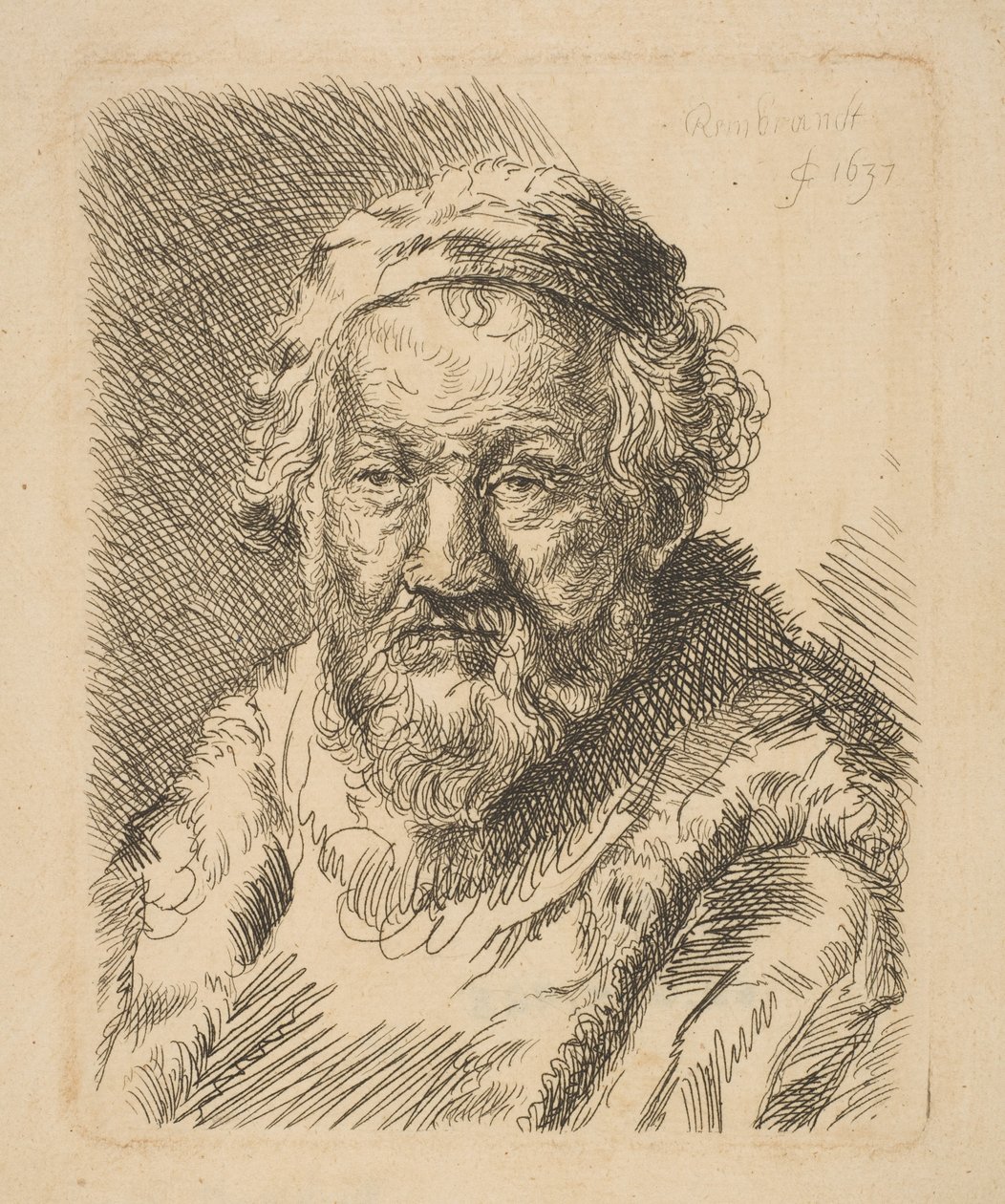 Paltolu ve Kürk Yakalı Yaşlı Bir Adamın Büstü copy.n.d. by Workshop of Rembrandt
