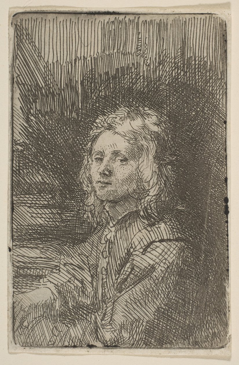 Genç Adam, Yarım Boy, 1620-69. by Workshop of Rembrandt