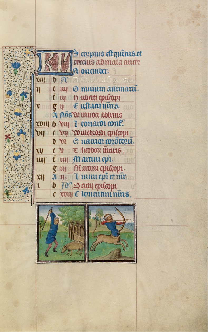 Ağaçtan Meşe Palamudu Çalan Bir Adam; Yay Burcu Burcu by Workshop of Willem Vrelant