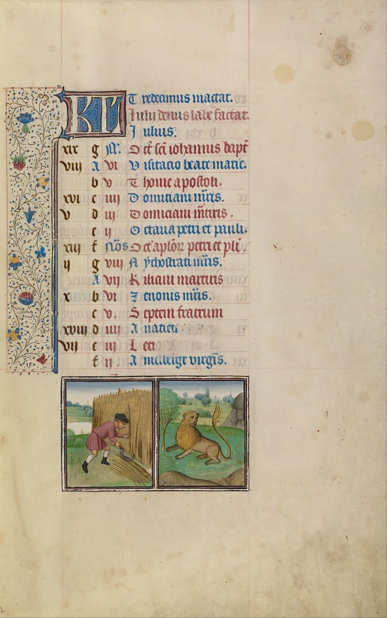 Bir Adam Biçme; Aslan Burcu by Workshop of Willem Vrelant