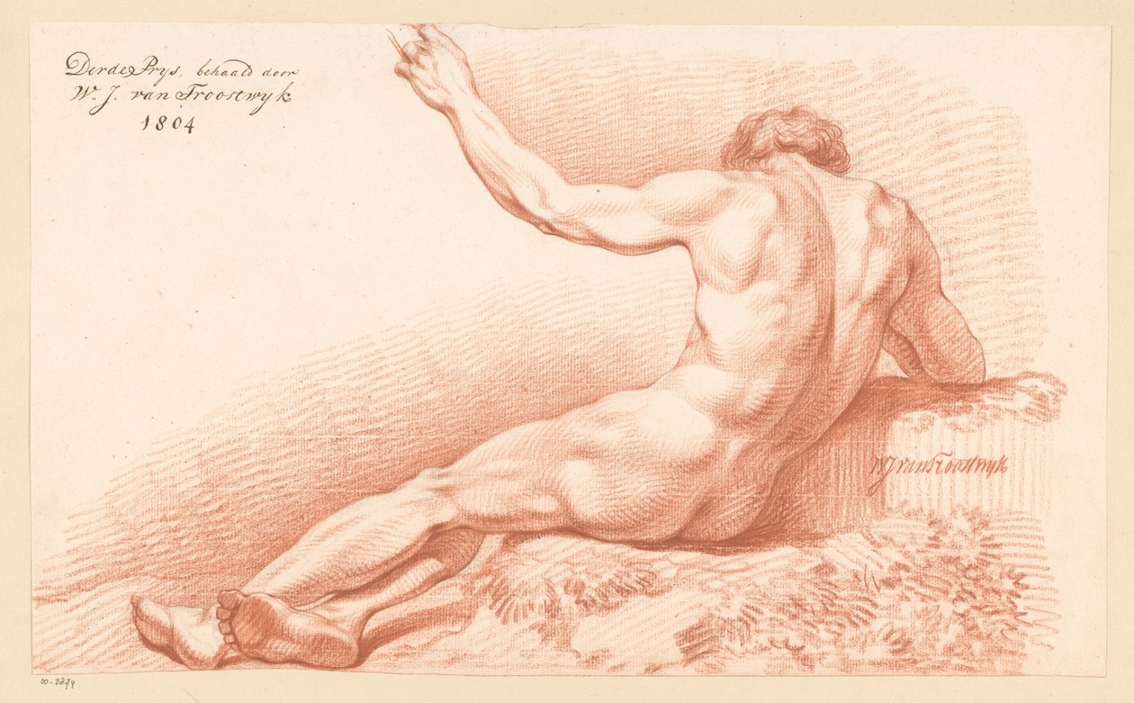 Oturan Erkek Çıplak, Arkadan Görünüş (3. Ödül 1804) by Wouter Johannes van Troostwijk