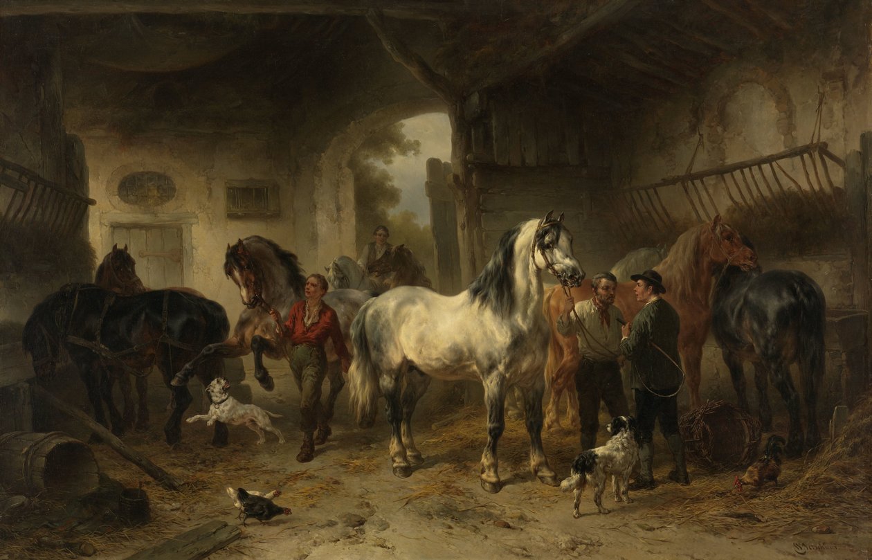 Atlar ve figürlerle dolu bir ahırın içi by Wouter  Verschuur