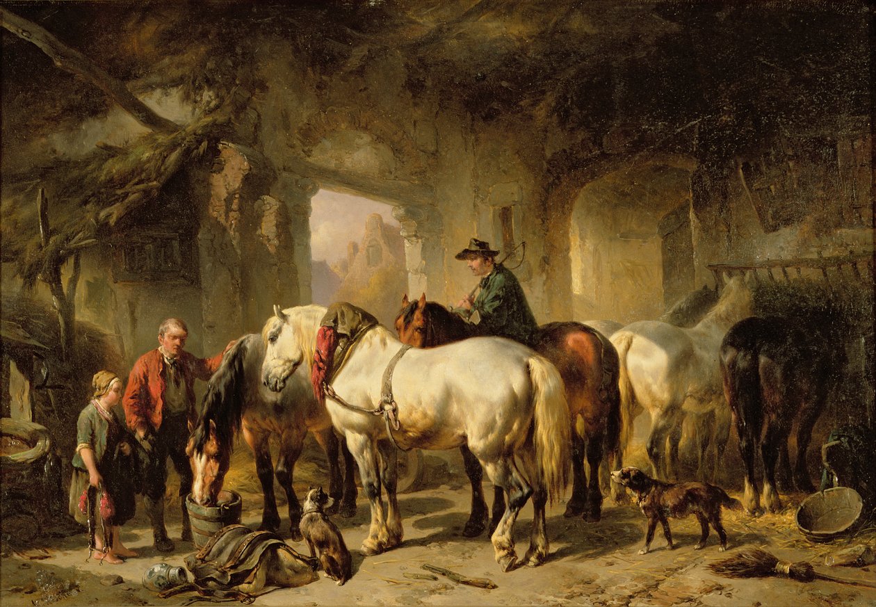 Ahırda Beslenen Atlar by Wouterus Verschuur