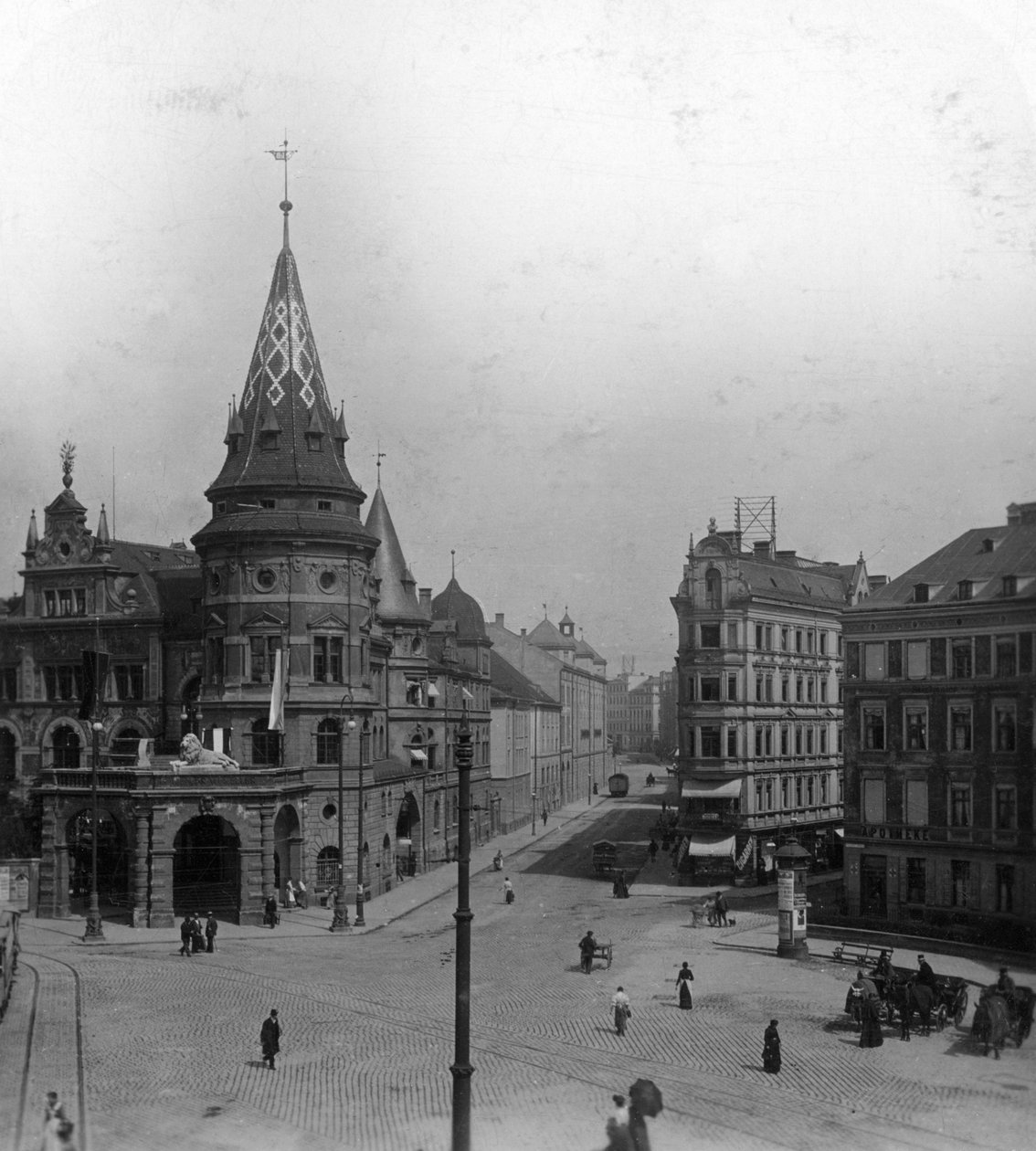 Löwenbräu Keller ve Stiglmaierplatz, Münih, Almanya, c1900s. by Wurthle and Sons