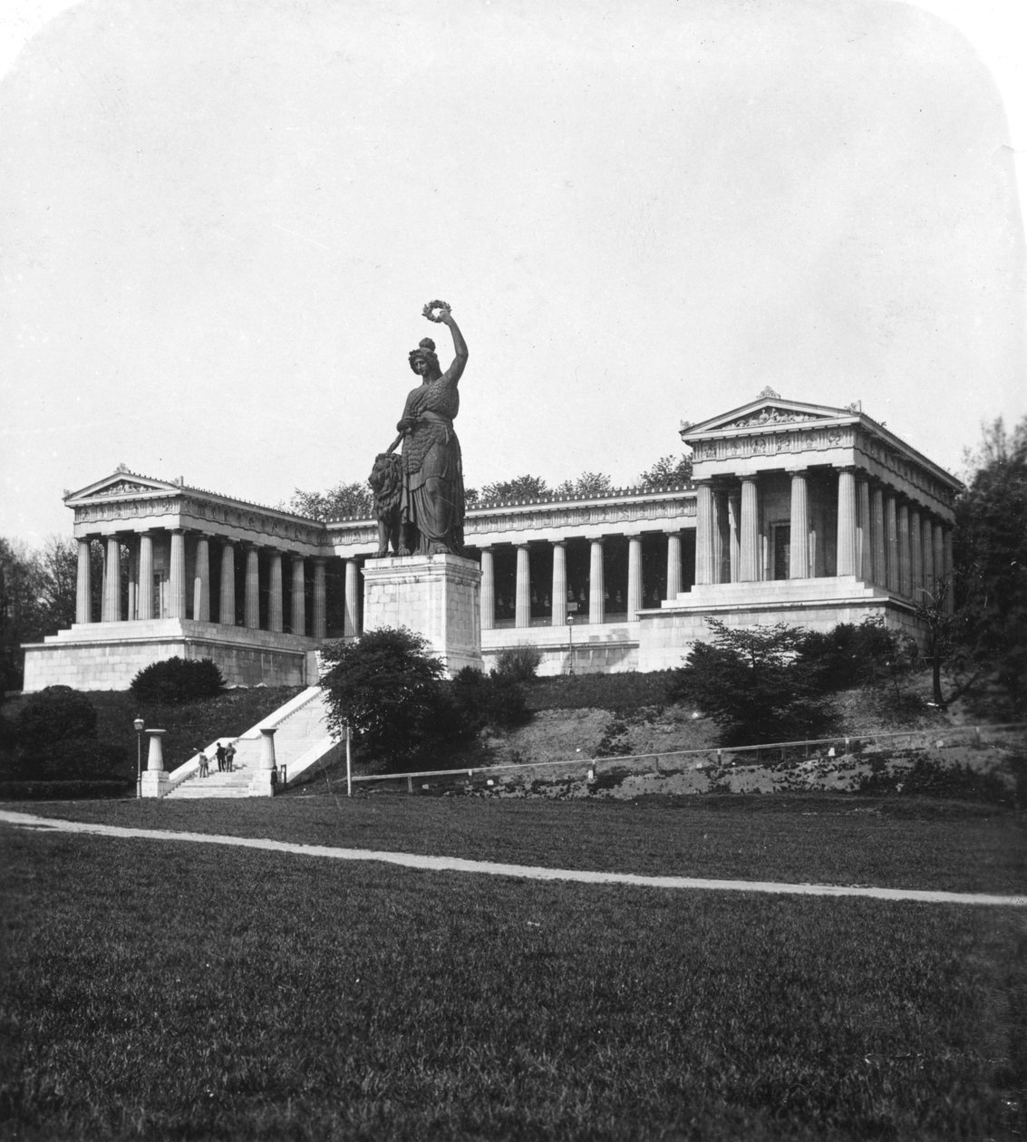 Ruhmeshalle ve Bavyera heykeli, Münih, Almanya, c1900 by Wurthle and Sons
