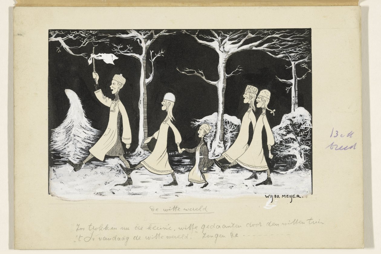 Henk, Anne, Hans, Noor ve Elly karda yürüyor by Wybo Meijer (signed by artist)