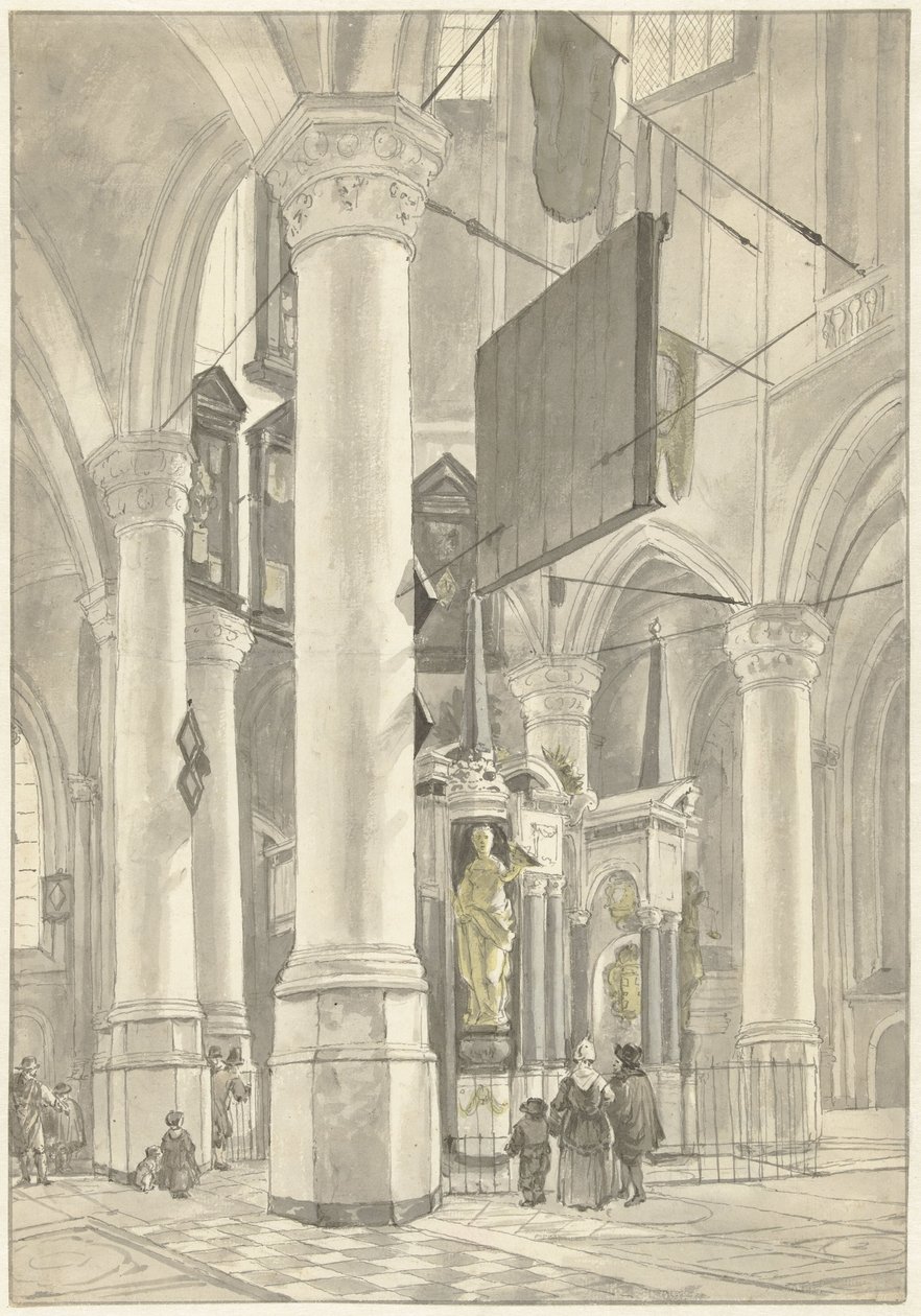 Orange'lı William'ın mezar anıtı ile Delft'teki Nieuwe Kerk'te görüntüleyin by Wybrand Hendriks