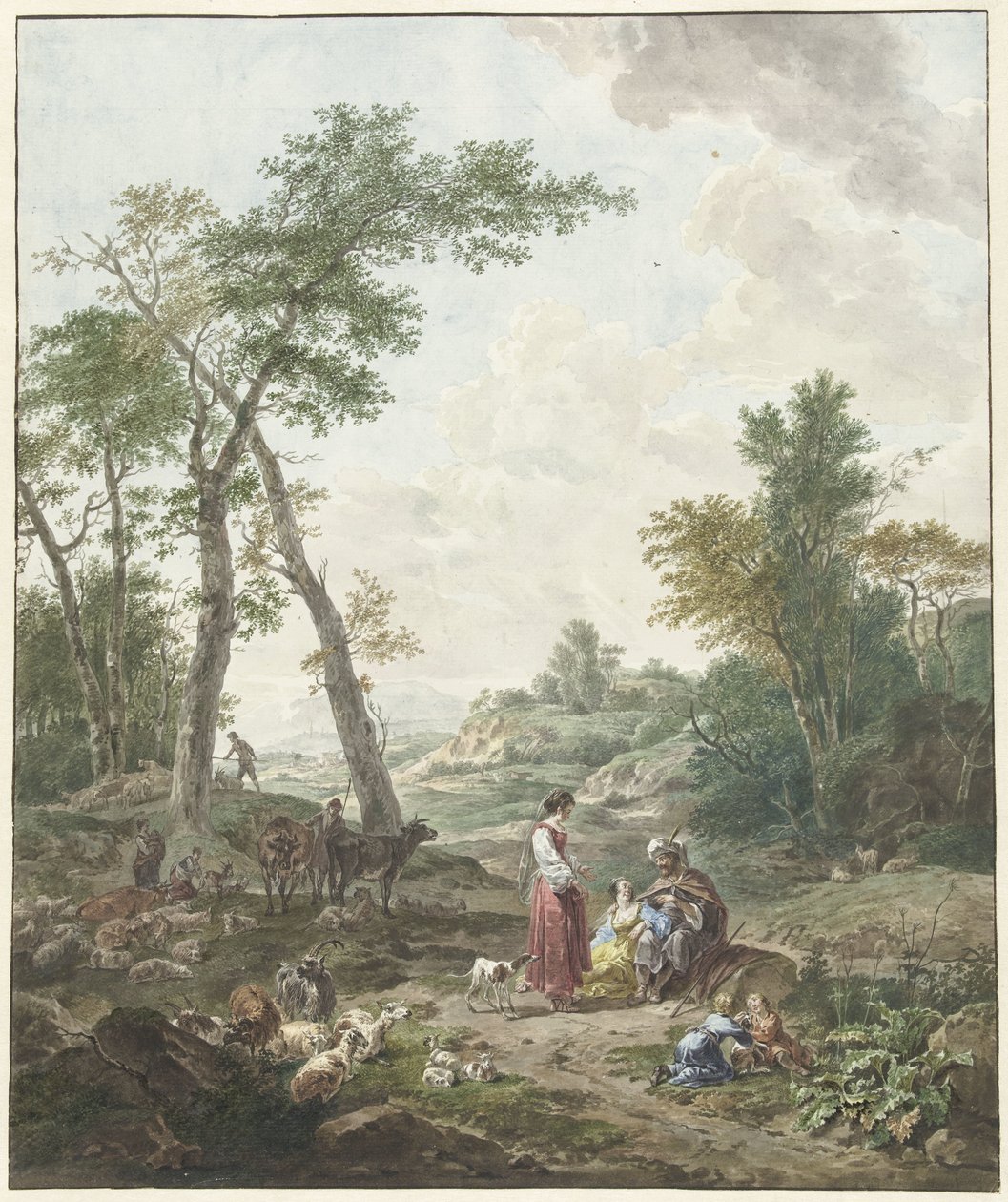 Jacob, Rachel ve Leah ile eğleniyor by Wybrand Hendriks