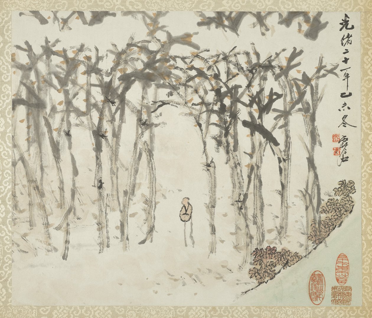 Liu Songfu için bir manzara ve hat albümünden figürlü manzara, 1895-96 by Xugu