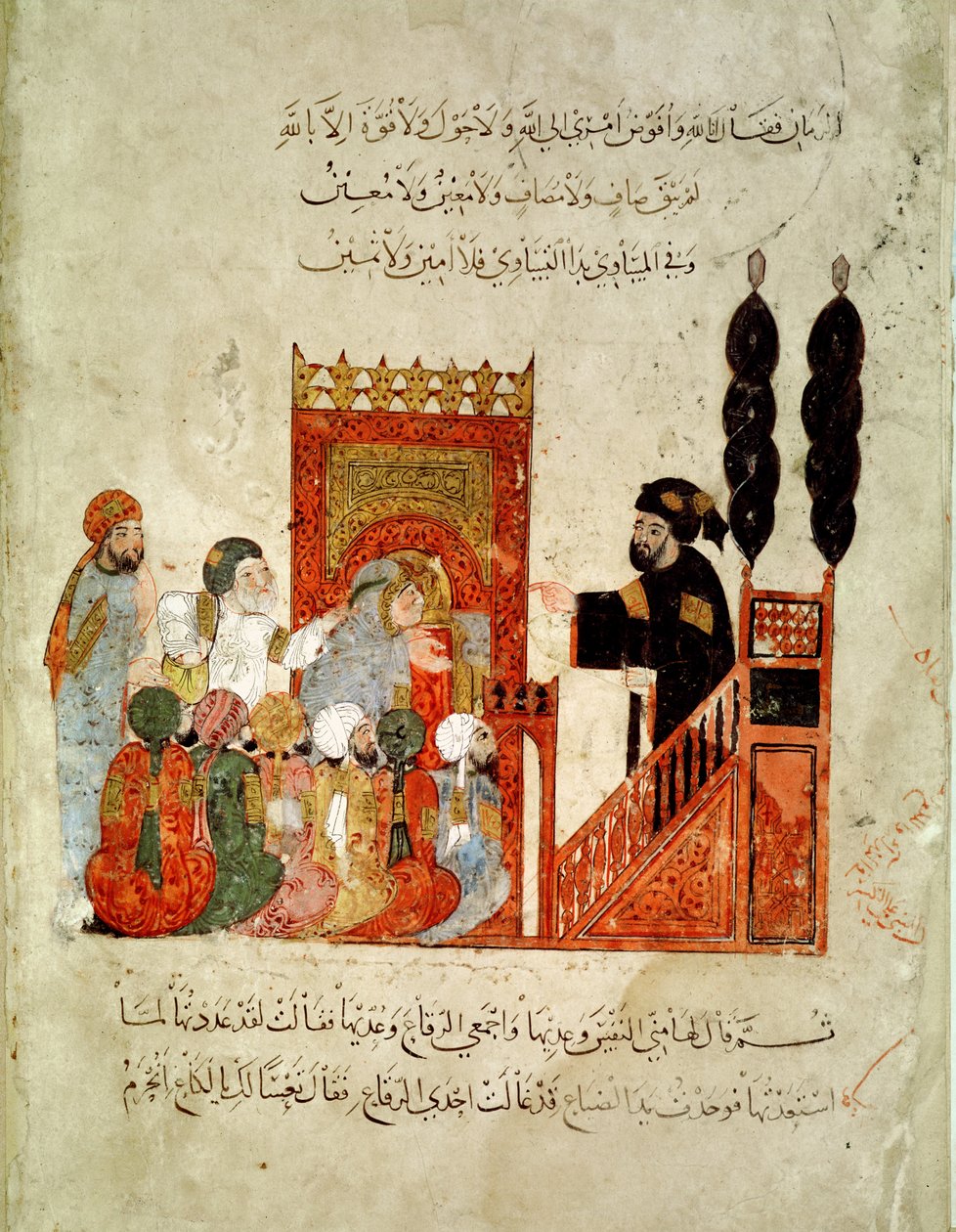 Ms Ar 5847 f.18v, Camide vaaz veren Abou Zayd, Al-Hariri
