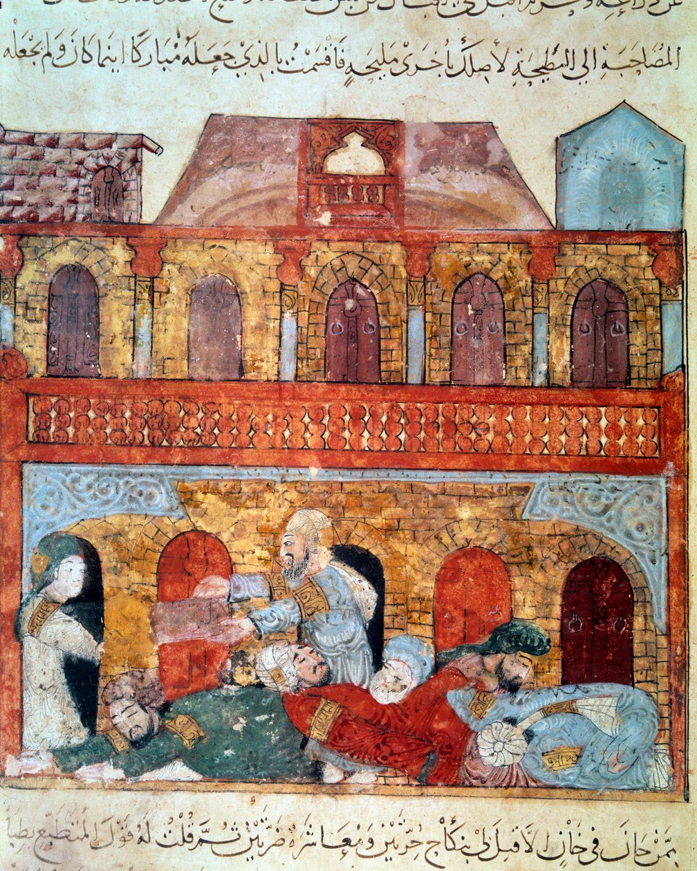 Gezici gezgin Ebu-Zeyd (Ebu Zeyd, Ebu Zeyd) ve uyuyan tüccarlar Minyatür, Ebu Muhammed el-Kasim ibn Ali Hariri (veya Al-Hariri veya Al Hariri) tarafından “Maqamat”tan (Seanslar) alınmıştır (1054-1122). Yahya Mahmud el-Vasiti (el-Vasiti) tarafından aydınlat by Yahya ibn Mahmud Al Wasiti