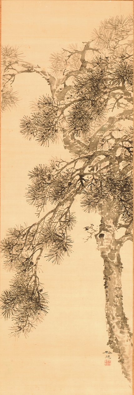 Çam, 1856'dan önce (ipek üzerine mürekkep) by Yamamoto Baiitsu