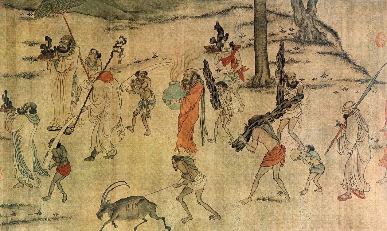 Vassal, vergilerini Tang sarayına getiriyor, c.600-673 (ipek üzerine mürekkep ve renk) by Yan Liben (attr. to)