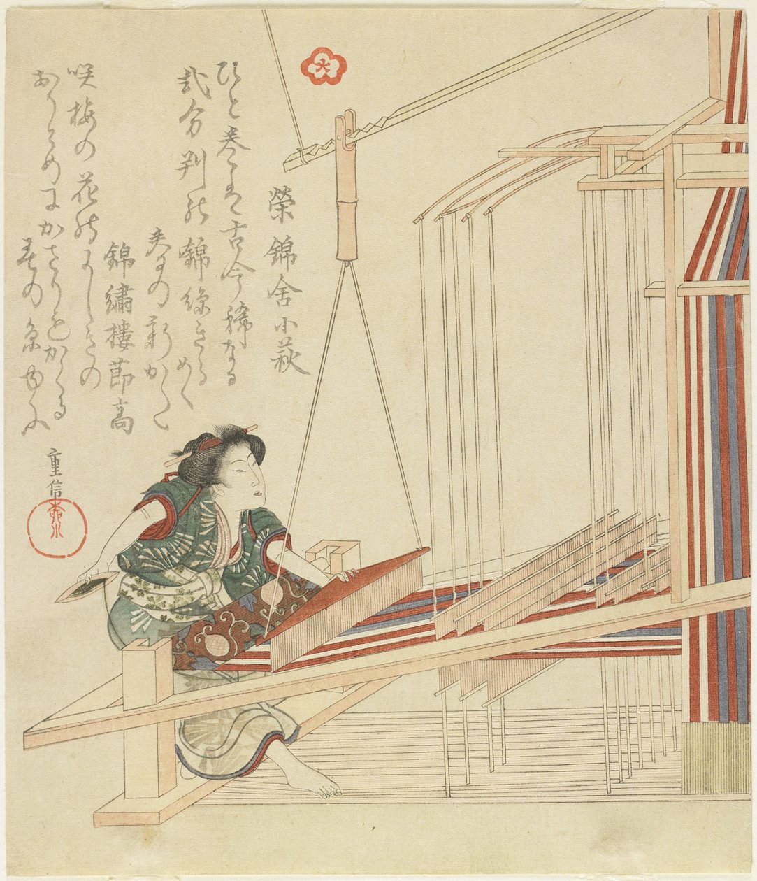 Kadın Dokuması, 19. yüzyıl başı by Yanagawa Shigenobu