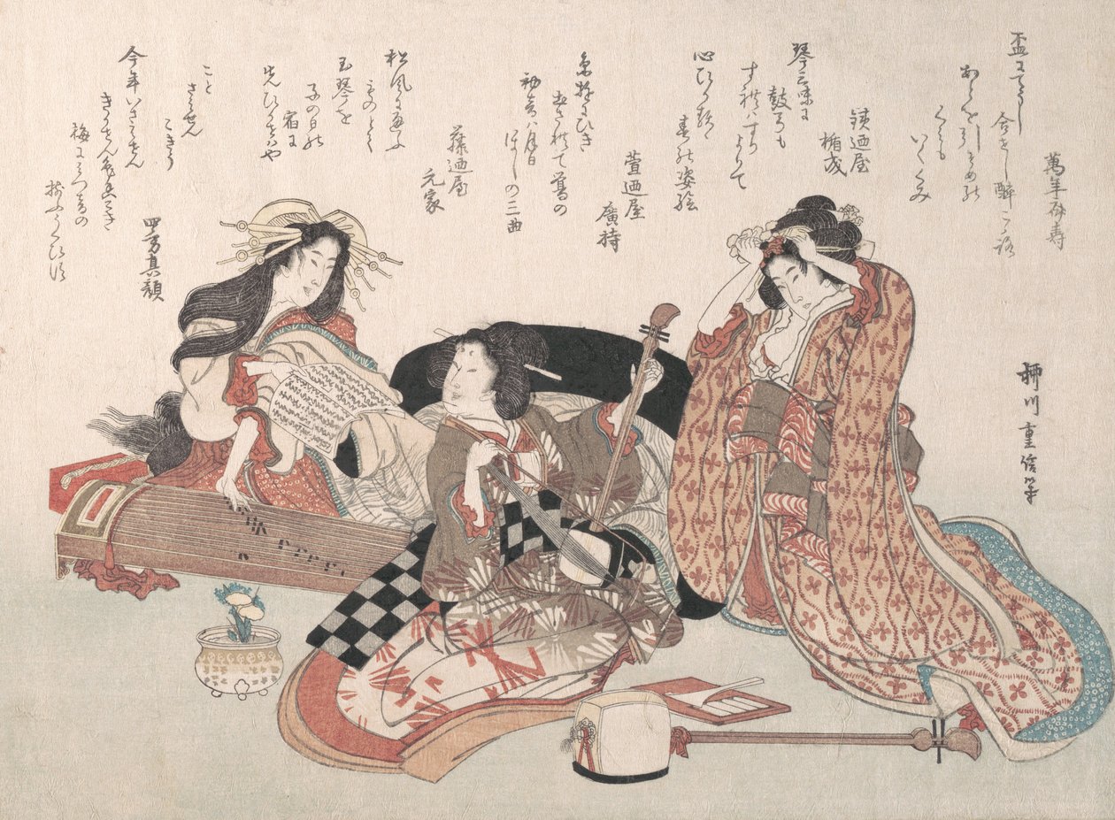 Müzik Çalan Kadınlar, 19. yüzyıl. by Yanagawa Shigenobu