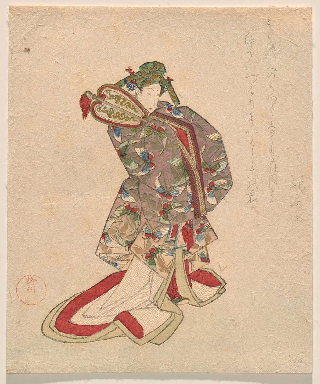 Kelebek desenli Çin kostümlü kadın by Yanagawa Shigenobu II