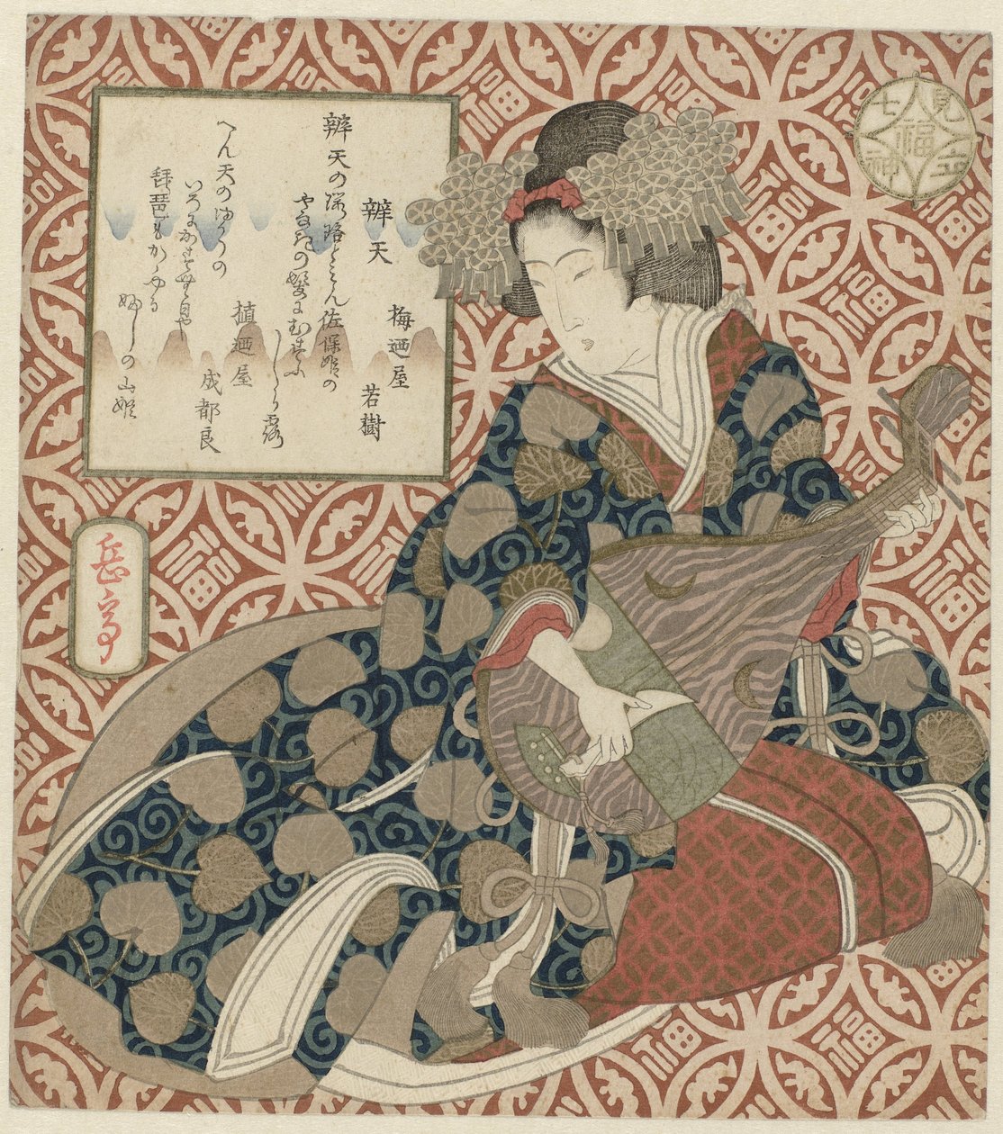 Tanrıça Benten Benten (nesne üzerindeki başlık) Yedi Şans Tanrısının Parodisi (dizi adı) Mitate shichifukujin (nesne üzerinde seri başlığı) by Yashima Gakutei