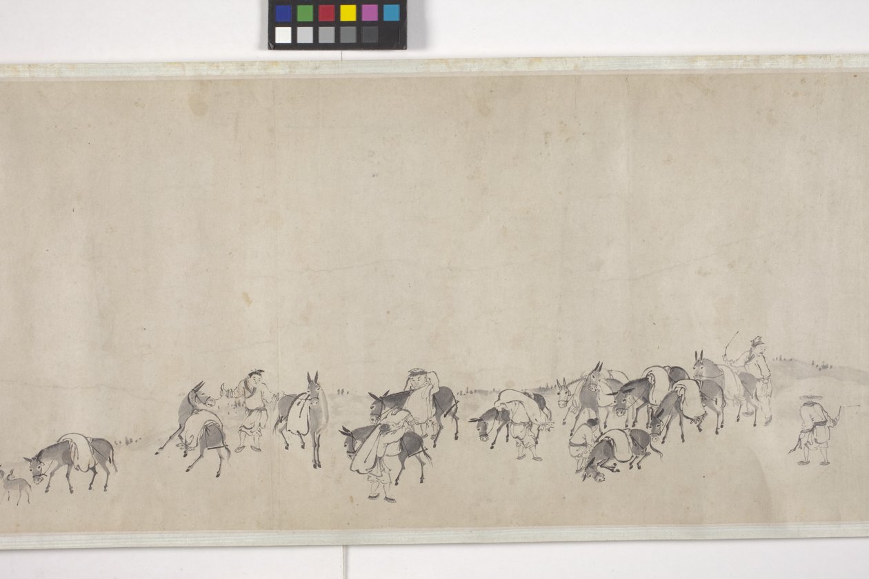 Tahıl Taşan Yüz Eşek, Handscroll, c.1700 (kağıt üzerine mürekkep) by Ye Yin